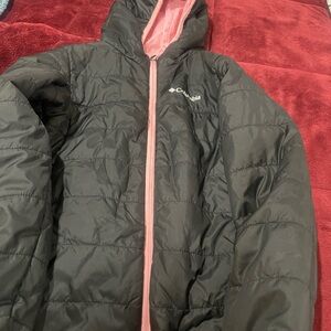 Columbia Kids Puffer Jacket in Black and Pink